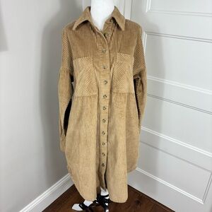 NWT byTiMo Corduroy Puff Sleeve Shirt Dress Size XS